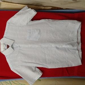 Men's light blue dress shirt, short sleeve, Ming Lee, size 14.5